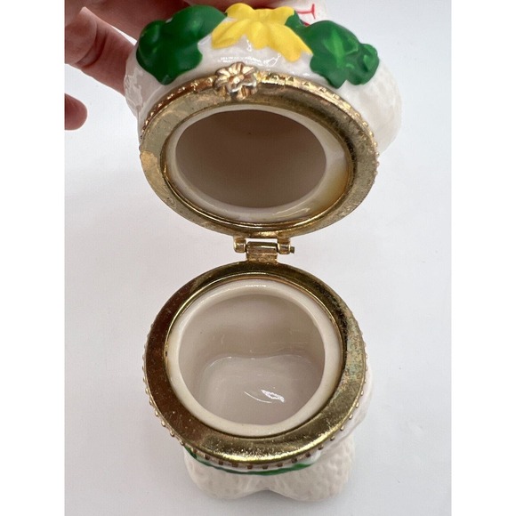 Christmas Snowman Trinket Box Red Santa Hat & Scarf‎ Glazed Porcelain - Picture 6 of 9